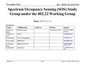 Submission doc.: IEEE 22-13/0171r0 November 2013 Apurva N. Mody, BAE SystemsSlide 1 Spectrum Occupancy Sensing (SOS) Study Group under the 802.22 Working.