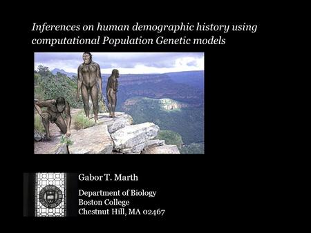 Inferences on human demographic history using computational Population Genetic models Gabor T. Marth Department of Biology Boston College Chestnut Hill,