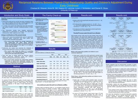 Reciprocal Relations Between Parent-Child Relationship Quality and Children's Adjustment During Early Childhood Chelsea M. Weaver, Anne M. Gill, Katelyn.