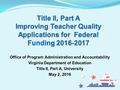 Office of Program Administration and Accountability Virginia Department of Education Title II, Part A, University May 2, 2016.