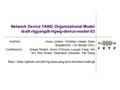 Network Device YANG Organizational Model draft-rtgyangdt-rtgwg-device-model-03 Authors: Acee Lindem, Christian Hopps, Dean Bogdanovic, Lou Berger (Ed.)