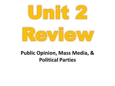 Public Opinion, Mass Media, & Political Parties. Opinion polls- often inaccurate but important to campaigns Scientific polls- more accurate Scientific.