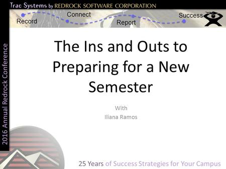 2016 Annual Redrock Conference Record Connect Report Success 25 Years of Success Strategies for Your Campus The Ins and Outs to Preparing for a New Semester.