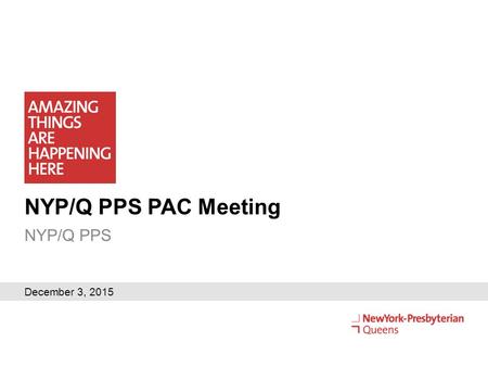 NYP/Q PPS PAC Meeting NYP/Q PPS December 3, 2015.