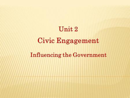 Civic Engagement Influencing the Government Unit 2.