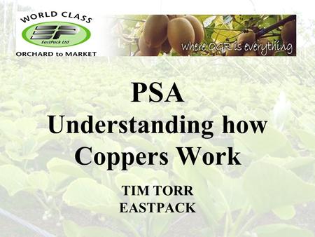 Understanding how Coppers Work TIM TORR EASTPACK