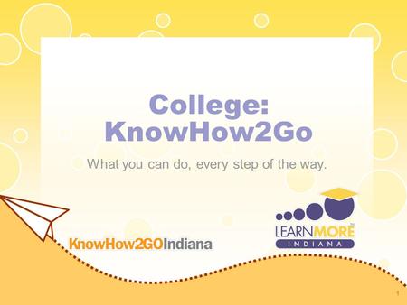 College: KnowHow2Go What you can do, every step of the way. 1.