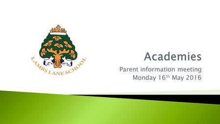 Parent information meeting Monday 16 th May 2016.