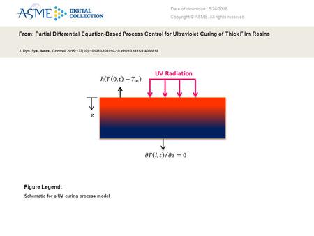 Date of download: 6/26/2016 Copyright © ASME. All rights reserved. From: Partial Differential Equation-Based Process Control for Ultraviolet Curing of.