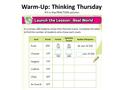 Warm-Up: Thinking Thursday Fill in the FRACTION column.