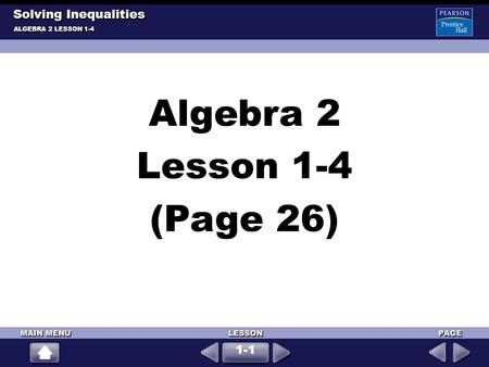 Algebra 2 Lesson 1-4 (Page 26)