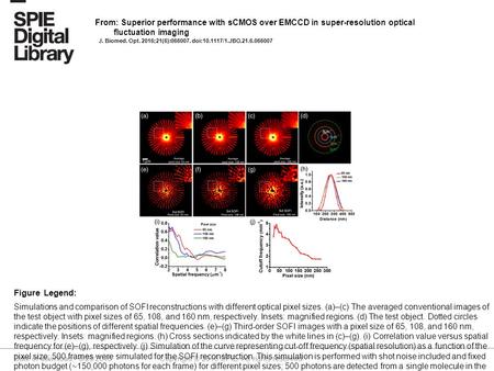 Date of download: 6/26/2016 Copyright © 2016 SPIE. All rights reserved. Simulations and comparison of SOFI reconstructions with different optical pixel.