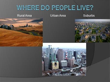 Rural AreaUrban AreaSuburbs. A shift from people living in the countryside into towns and cities A few Statistics:  Since 1950, the world’s urban population.