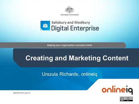 Urszula Richards, onlineiq Salisbury and Modbury Creating and Marketing Content.