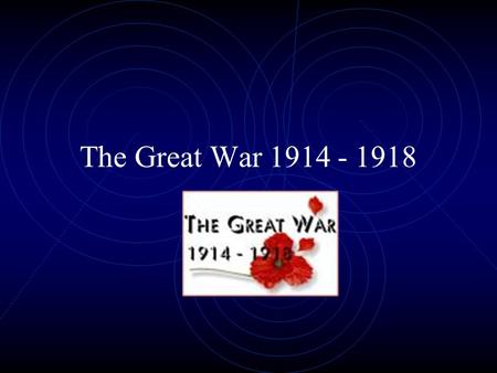 The Great War 1914 - 1918 Background to War The Naval Race Pan-slavism Triple Entente Triple Alliance Moroccan Crises Balkan Wars Shooting at Sarajevo.