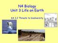 N4 Biology Unit 3 Life on Earth KA 3.2 Threats to biodiversity.