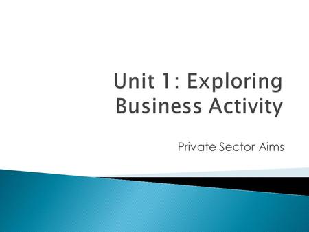 Unit 1: Exploring Business Activity