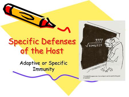 Specific Defenses of the Host Adaptive or Specific Immunity.