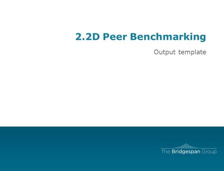 2.2D Peer Benchmarking Output template. This work is licensed under the Creative Commons BY-NC-ND License. To view a copy of this license, visit www.bridgespan.org/terms-of-use.aspx.