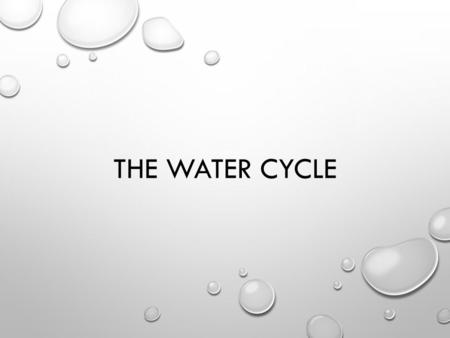 The Water Cycle.