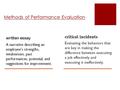 Methods of Performance Evaluation. Methods of Performance Evaluation (contd)