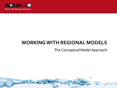 WORKING WITH REGIONAL MODELS The Conceptual Model Approach.