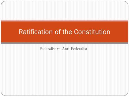 Ratification of the Constitution