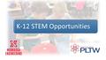 K-12 STEM Opportunities. PLTW K-12 STEM Opportunities Workshop March 31, 2016 Agenda.