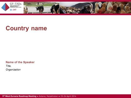 Country name Name of the Speaker Title, Organization.