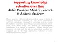 Supporting knowledge retention over time Supporting knowledge retention over time Abbie Winters, Martin Peacock & Andrew Stidever These sessions will provide.