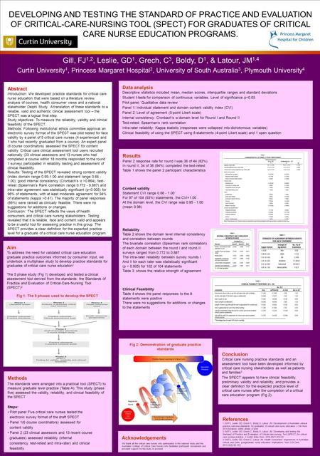 DEVELOPING AND TESTING THE STANDARD OF PRACTICE AND EVALUATION OF CRITICAL-CARE-NURSING TOOL (SPECT) FOR GRADUATES OF CRITICAL CARE NURSE EDUCATION PROGRAMS.