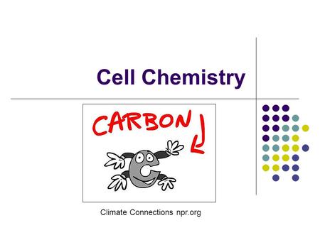 Cell Chemistry Climate Connections npr.org. Organic compounds Contain carbon Found in living things Made up of some or all of these elements C: carbon.