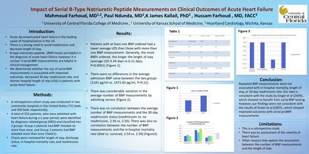 Mahmoud Farhoud, MD 1,2, Paul Ndunda, MD 2,K James Kallail, PhD 2, Hussam Farhoud, MD, FACC 3 1 University of Central Florida College of Medicine, 2 University.