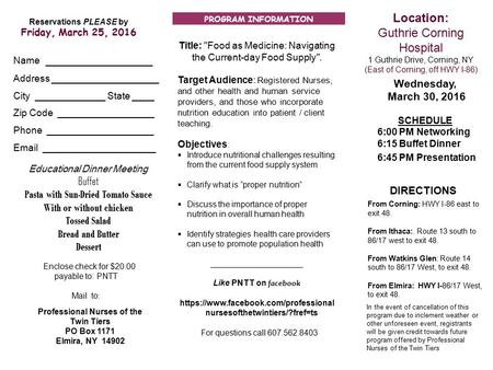 PROGRAM INFORMATION Title: Food as Medicine: Navigating the Current-day Food Supply. Target Audience: Registered Nurses, and other health and human service.