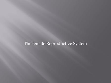 The female Reproductive System.  The reproductive cells in females are called ova.  The functions of the female reproductive system are to:  produce.