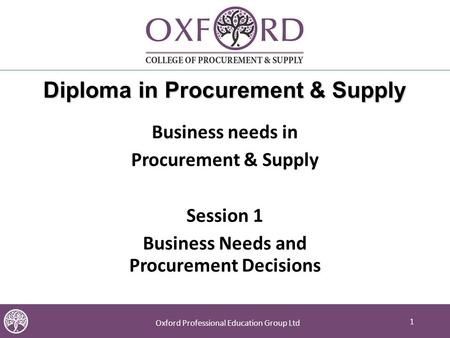 Diploma in Procurement & Supply