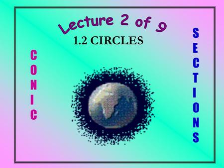 Lecture 2 of 9 SECTIONS 1.2 CIRCLES CONIC.