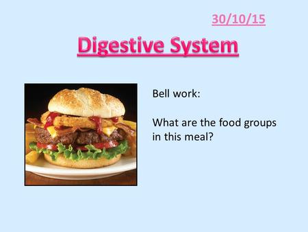 30/10/15 Bell work: What are the food groups in this meal?