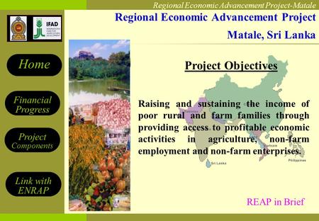 Regional Economic Advancement Project-Matale Financial Progress Project Components Home Link with ENRAP Regional Economic Advancement Project Matale, Sri.