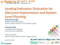 Leading Indicators: Evaluation for Site-Level Improvement and System- Level Planning Samantha Sugar Research Associate/Analyst David P. Weikart Center.