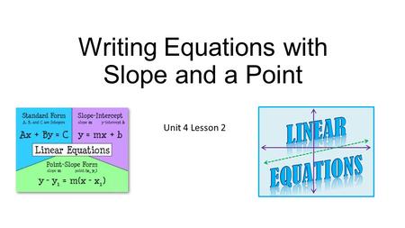 Writing Equations with Slope and a Point Unit 4 Lesson 2.