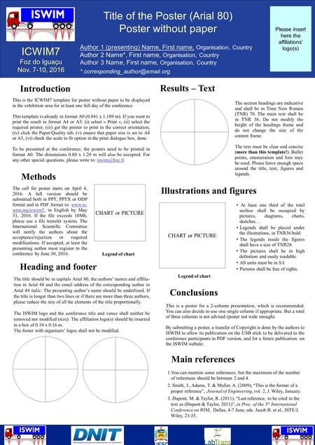 Www.postersession.com Title of the Poster (Arial 80) Poster without paper ICWIM7 Foz do Iguaçu Nov. 7-10, 2016 Author 1 (presenting) Name, First name,