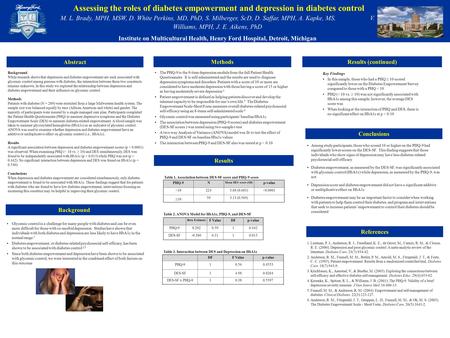 Abstract Background While research shows that depression and diabetes empowerment are each associated with glycemic control among persons with diabetes,