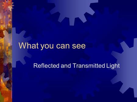 What you can see Reflected and Transmitted Light.