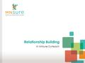 Relationship Building in MNsure Outreach. Welcome! Today We Will Cover:  Why relationships matter  Identifying potential partnerships  Establishing.