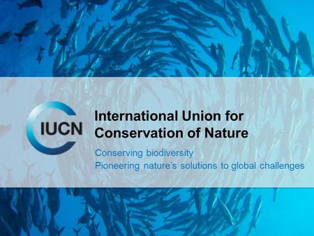 International Union for Conservation of Nature Conserving biodiversity Pioneering nature’s solutions to global challenges.