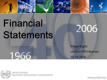 Financial Statements Filippo Egizii UNIDO ITPO Bahrain 10-15-2008.