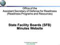 OASD-R (RP&R) Office of the Assistant Secretary of Defense for Readiness (Readiness Programs and Resources) State Facility Boards (SFB) Minutes Website.