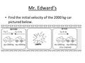 Mr. Edward’s Find the initial velocity of the 2000 kg car pictured below.