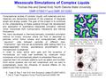 Thomas Ihle and Daniel Kroll, North Dakota State University DMR 0706017 and DMR 0513393 Mesoscale Simulations of Complex Liquids Computational studies.